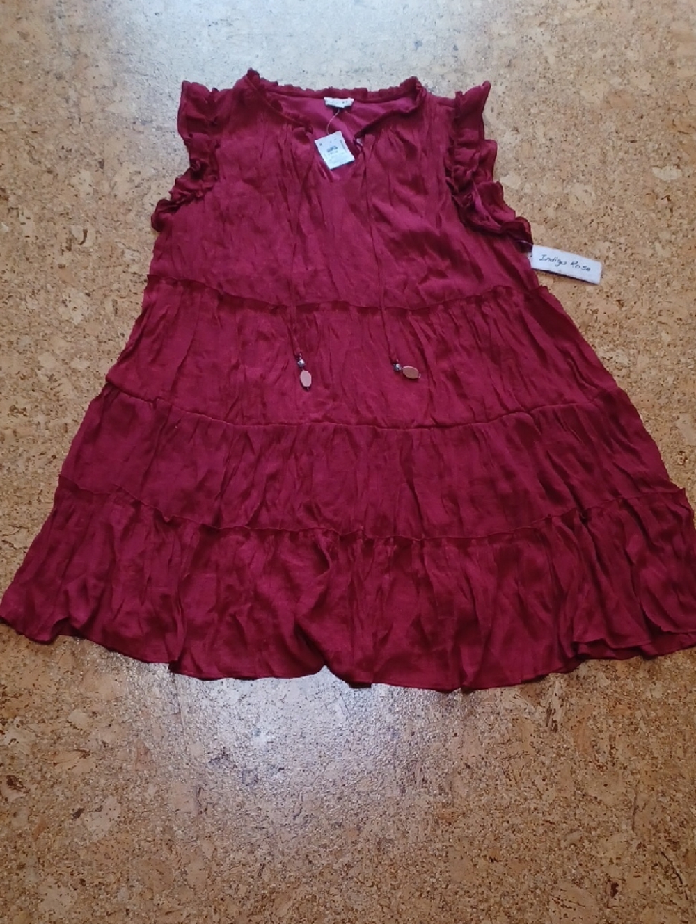 Indigo Rose Wine Red Ruffle Sleeve Tiered Mini Dress Size XXXL (22) NWT